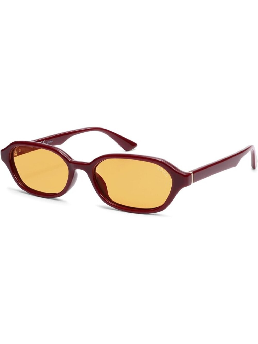 Women's Burgundy Yellow Rectangle Polarized Sunglasses Trendy Hexagon Narrow